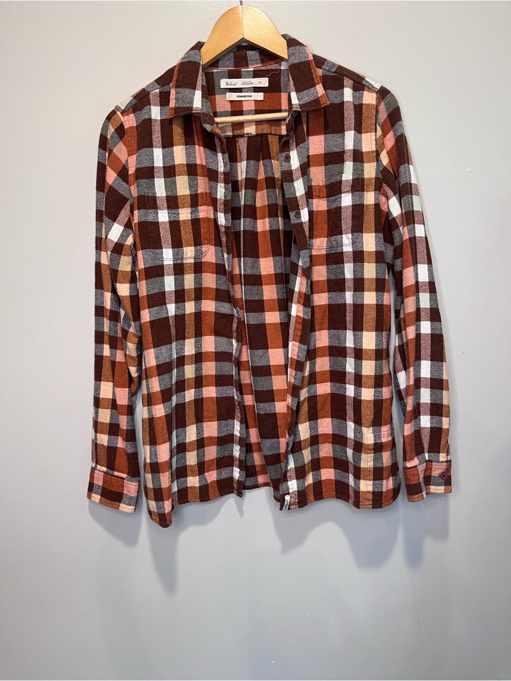 Woolrich Plaid Shirt Jacket - Brown, Peach & Cream Pemberton